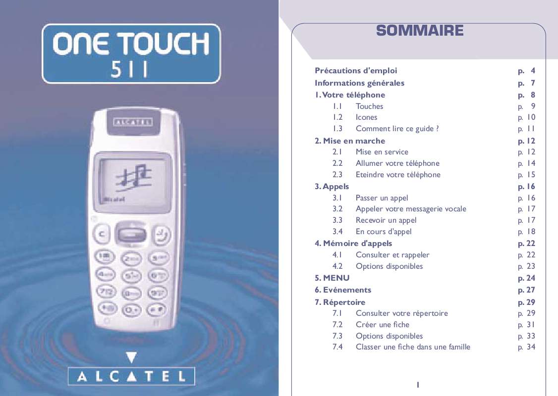 Notice ALCATEL-LUCENT ALCATEL ONE TOUCH 511 - téléphone portable